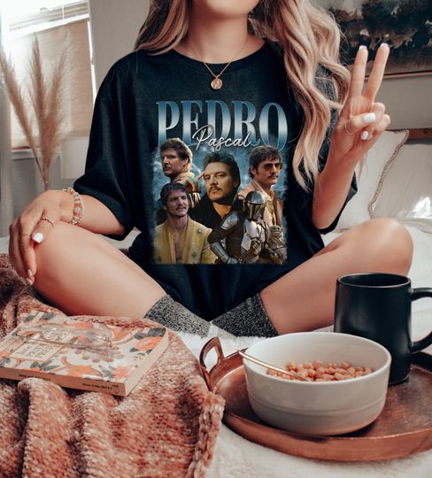 Vintage Pedro Pascal in 90's/Y2K Style tribute Tshirt, narcos