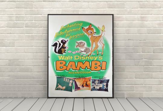 Bambi Movie Poster Vintage Disney Movie Poster
