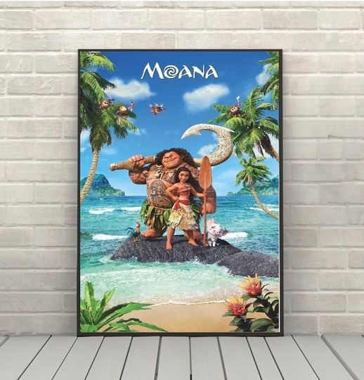 Moana Poster Vintage Disney Movie Poster Classic Disney World Posters Disneyland Poster