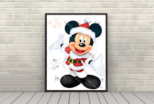 Mickey Mouse Santa Poster Vintage Disney Christmas Poster
