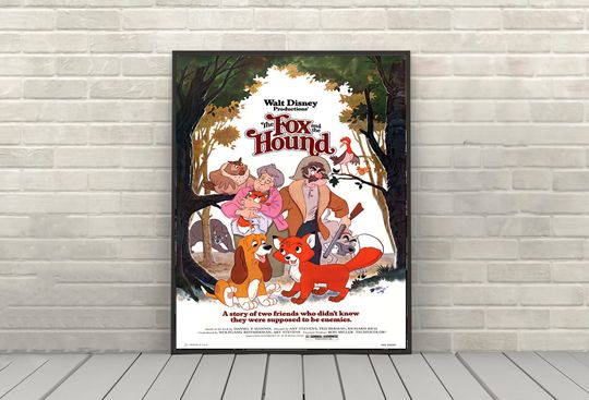 The Fox and the Hound Poster Vintage Disney Movie Poster