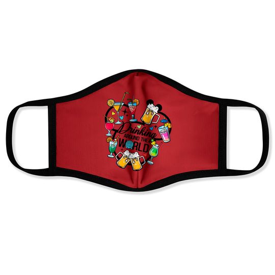 Drinking Around The World, Snacking around the world, Epcot Disney Face Masks, Disney Family Face Masks, Disney Trip Face Masks