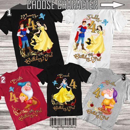 Snow White Birthday Shirts Snow White and Seven Dwarfs Family Shirts