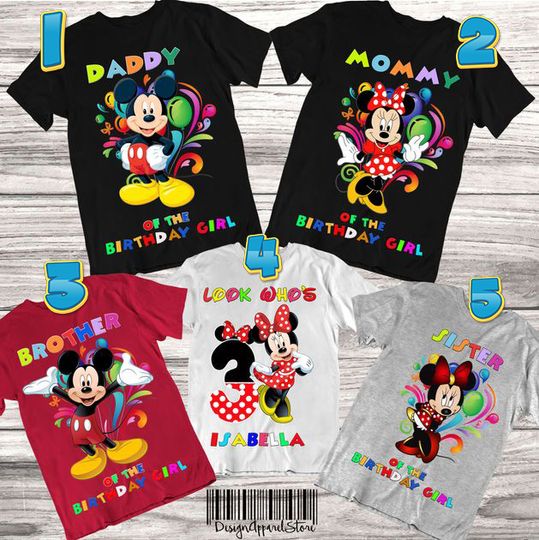 Mickey Mouse Birthday Shirts Minnie Mouse Birthday Shirts DisneyWorld Family Birthday Shirts