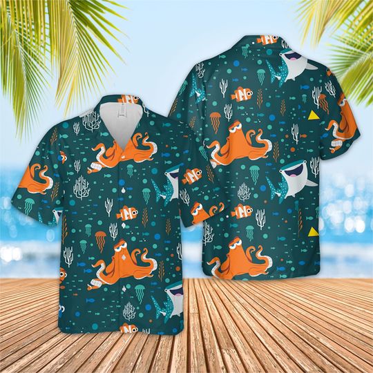 Dark Teal Disney Finding Dory Hawaiian Shirt, Finding Dory Shirt