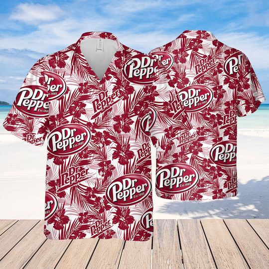 Dr.Pepper Hawaiian Tropical Flower Pattern Dr.Pepper Baseball Shirt