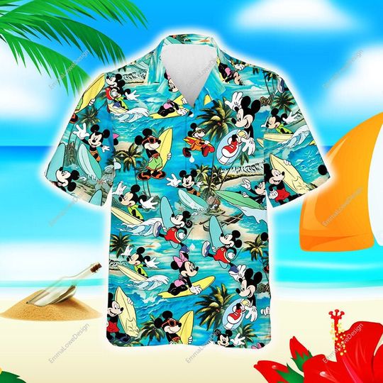 Disney Mickey Mouse Walking on Beach Hawaiian Shirt