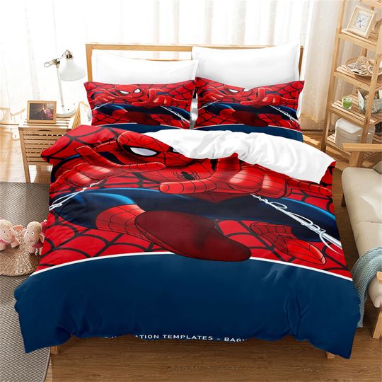Discover 3D Cartoon Duvet Cover Sets,Soft Breathable Spiderman Time to Move Pattern Bedding Sets