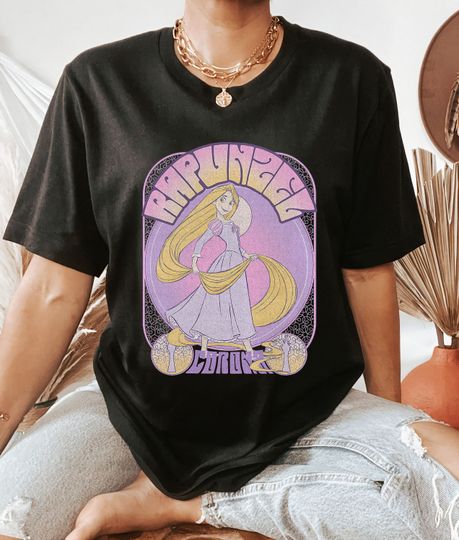 Disney Tangled Rapunzel Seventies Retro Poster T-Shirt
