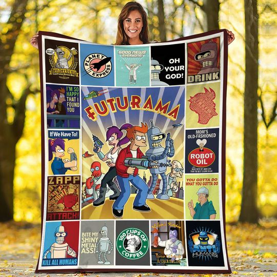 Futurama Fleece Blanket, Leela Bender Philip J. Fry Futurama Throw Blanket