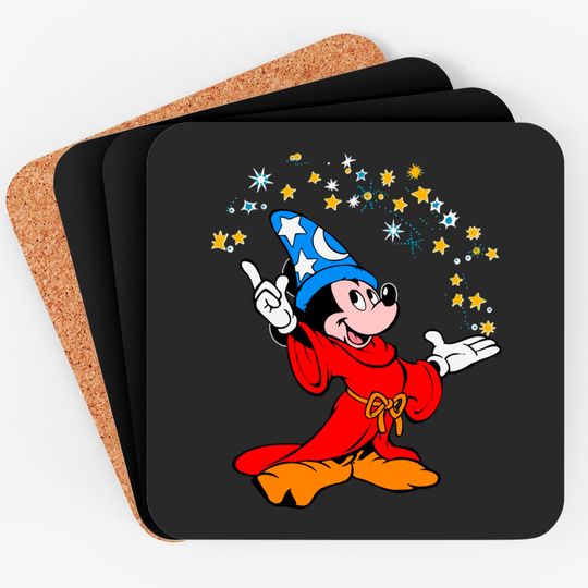 Retro Disney Fantasia Sorcerer Mickey Mouse Magic Wizard Coasters, Magic Kingdom WDW Coasters