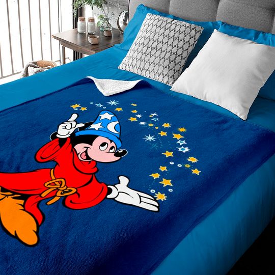 Retro Disney Fantasia Sorcerer Mickey Mouse Magic Wizard Baby Blankets, Magic Kingdom WDW Baby Blankets