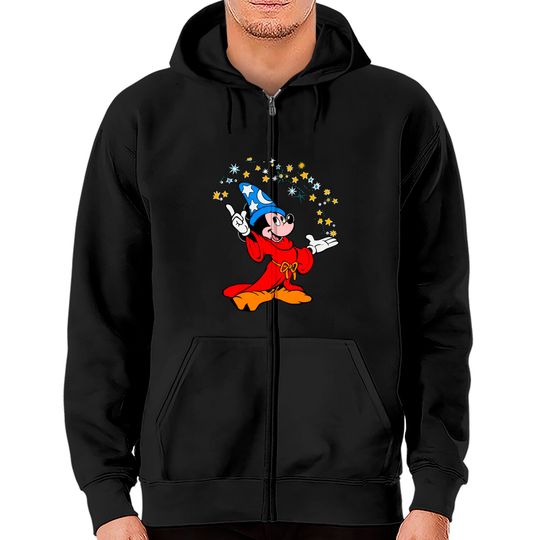 Retro Disney Fantasia Sorcerer Mickey Mouse Magic Wizard Zip Hoodies, Magic Kingdom WDW Zip Hoodies