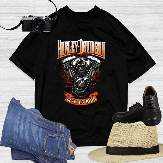 H davidson Skull Live To Ride T-Shirt, Haarleyy Davidson Shirt