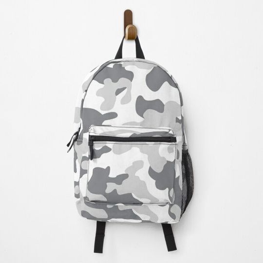 Discover Camouflage - White Gray Camo Style Pattern Backpack
