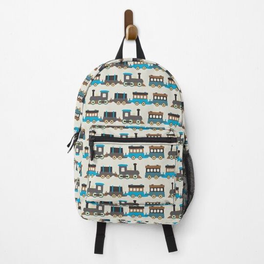 Discover Blue and Brown Wooden Toy Train Backpack