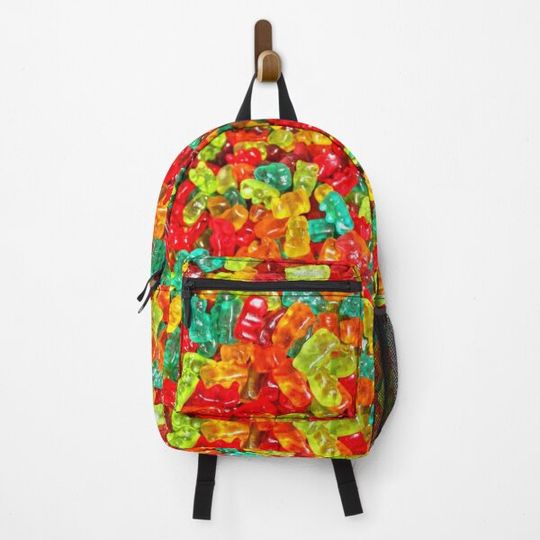 classic rainbow colored fruit gummy bears seamless candy gummies Backpack