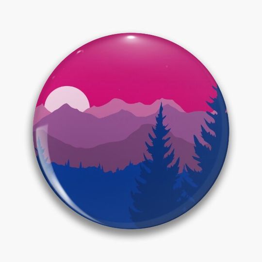 Subtle Bisexual Pride Flag Mountainscape Pin Button
