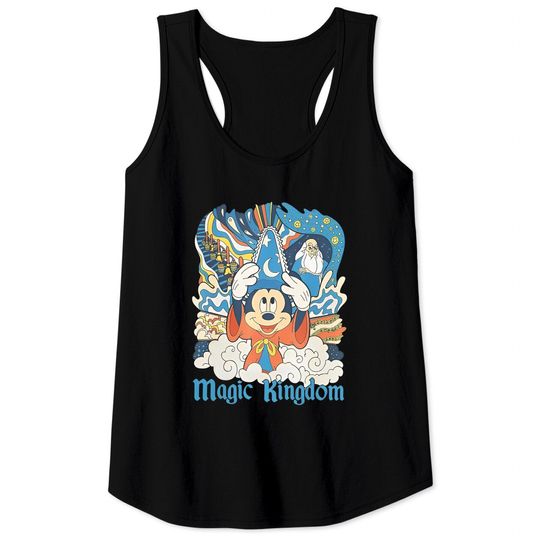 Disney Fantasia Sorcerer Mickey Mouse Tank Tops, Magic Wizard Tank Tops