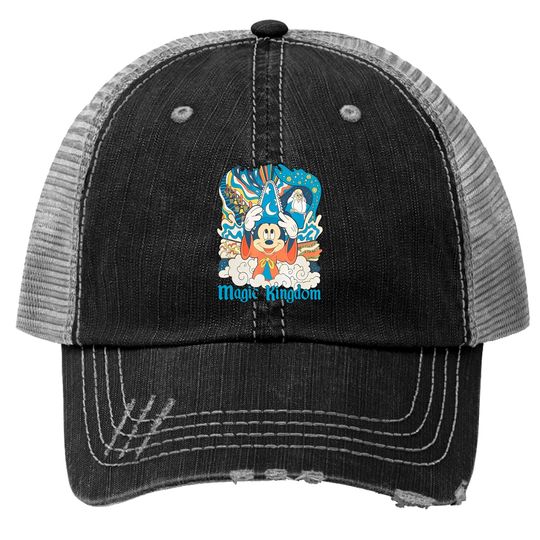 Disney Fantasia Sorcerer Mickey Mouse Trucker Hats, Magic Wizard Trucker Hats