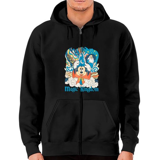 Disney Fantasia Sorcerer Mickey Mouse Zip Hoodies, Magic Wizard Zip Hoodies