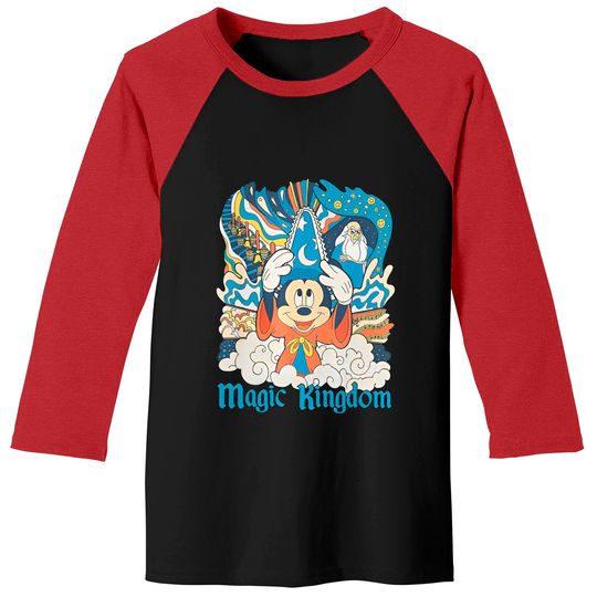 Disney Fantasia Sorcerer Mickey Mouse Baseball Tees, Magic Wizard Baseball Tees