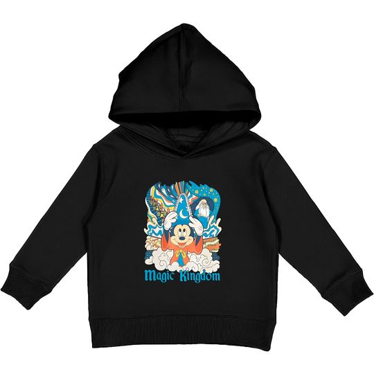 Disney Fantasia Sorcerer Mickey Mouse Kids Pullover Hoodies, Magic Wizard Kids Pullover Hoodies