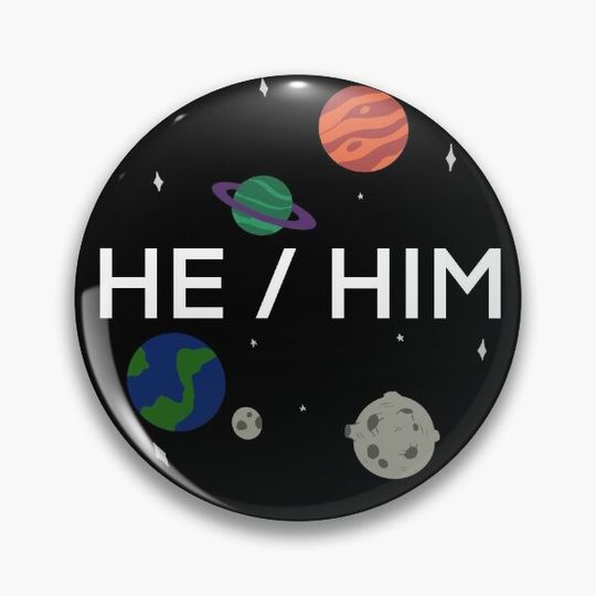 Discover He/Him Pronouns Pin Button