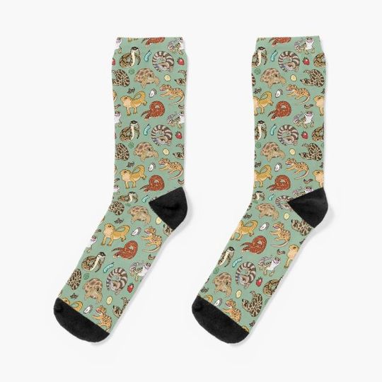 Discover Reptile Pets Pattern - Green Socks