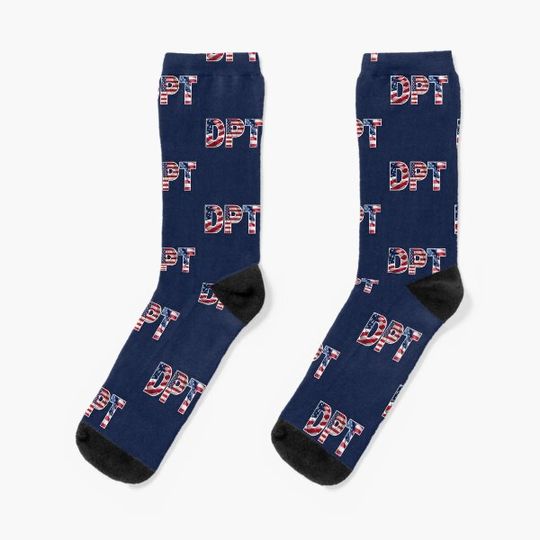 DPT Doctor of Physical Therapy Red White and Blue Socks