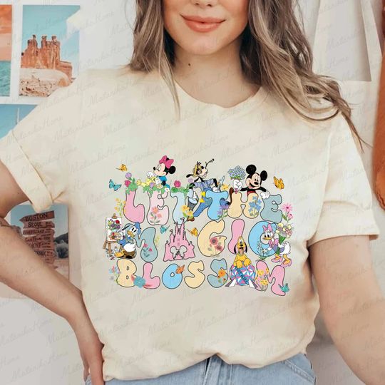 Floral Disney Epcot Flower And Garden Festival 2023 Let The Magic Blossom Shirt, Mickey and Friends Flower