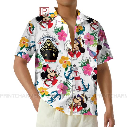 Disney Cruise Hawaiian Shirt, Lighthouse Hibiscus Summer Beach Shirt