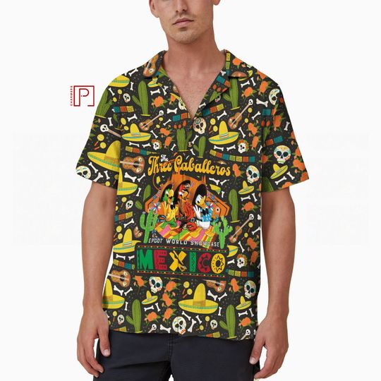Three Caballeros Mexico Pavilion Vintage Hawaiian Shirt, Summer Disney Shirt