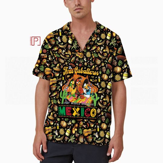 Three Caballeros Mexico Pavilion Vintage Hawaiian Shirt, Summer Disney Shirt