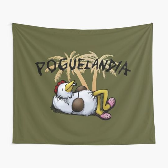 Poguelandia Official Flag Chicken Coconut Joint Crocs Tapestry