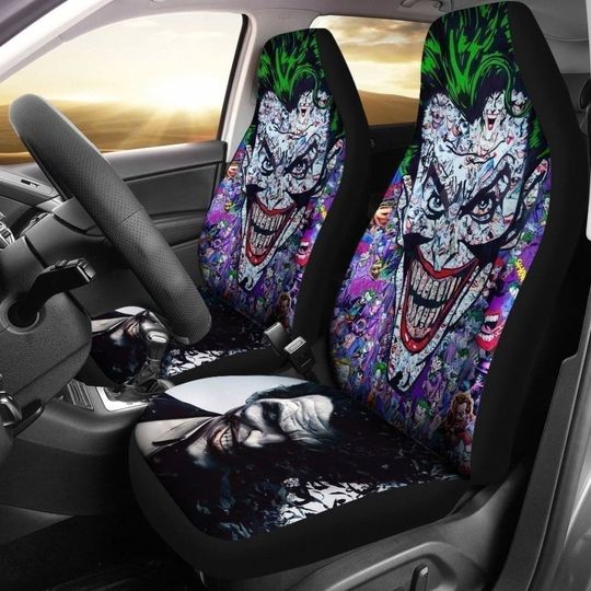 Joker Face Car Seat Covers Fan Gift Universal Fit, Front Rear Car Seat Cover