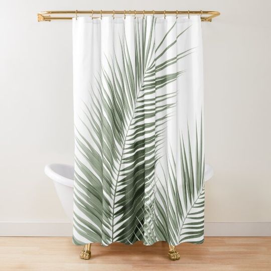Discover Olive Green Palm Leaves Dream - Cali Summer Vibes #1 #tropical #decor #art Shower Curtain