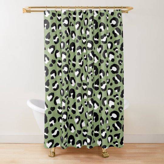 Discover Leopard Print - Olive Green Shower Curtain