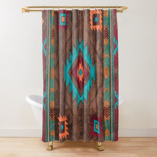Discover Farmhouse Vintage Traditional Southwest Style Design Shower Curtain