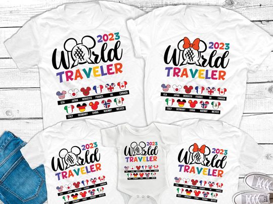 Disney Epcot World Traveler Shirt 2023, Disney Epcot Family shirts, Flags Countries Disney Epcot Festival Shirts