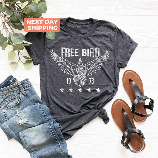 Discover Free Bird Shirt, Boho TShirt, Free Bird Tee, Eagle Shirt, Retro Music Shirt