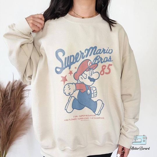 Super Mario Bros '85 Vintage Stars Retro Sweatshirt, Super Mario Sweatshirt
