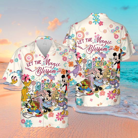 Disneyland Hawaiian Shirt, Let The Magic Blossom Disney Epcot Hawaiian Shirt