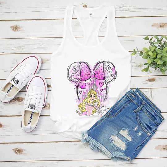 Watercolor Princess Aurora Tank, Disney Princess Tank,