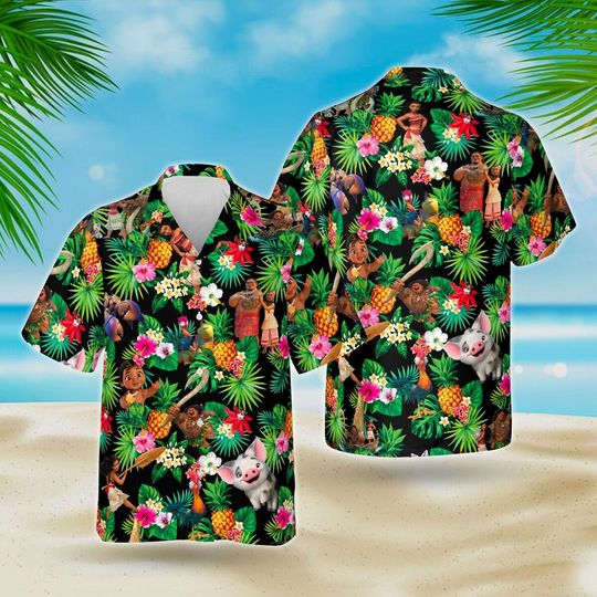 Moana Summer Hawaiian Shirt, Disney Moana Beach Shirt, Disneyland Hawaii Shirt