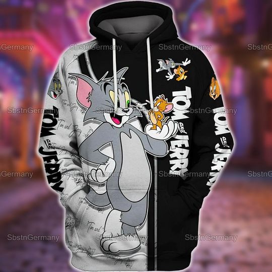 Tom And Jerry Hoodie, Tom & Jerry cartoon 3D Hoodie