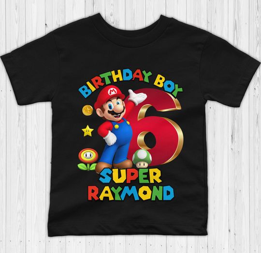 Super Mario Birthday Shirt Custom Super Mario Shirt Mario Personalized Shirt Super Mario Party Shirt