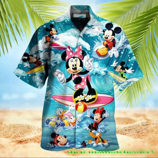 Discover Disney Minnie Mouse Surfing Hawaiian Shirt