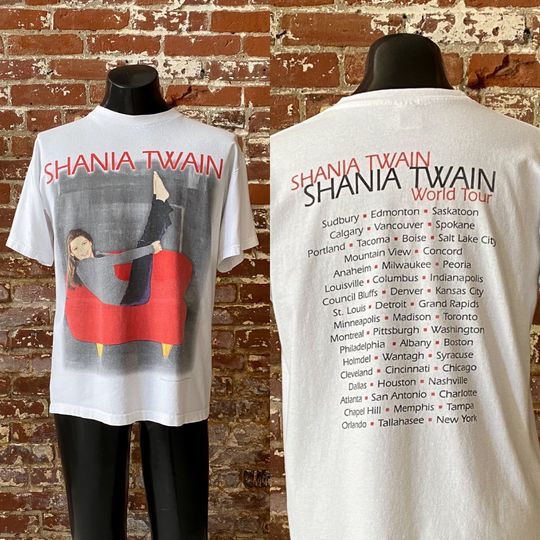 90s Shania Twain World Tour T-Shirt. Vintage 1998 Shania Twain Polygram Tour Tee