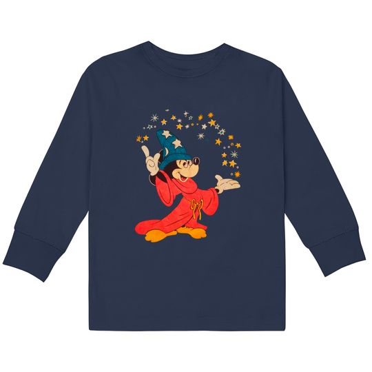 Retro Sorcerer Mickey Kids Long Sleeve T-Shirts / Magic Wizard Mickey / Fantasmic Disneyland